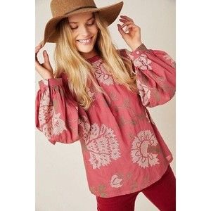 Anthropologie Payal Pratop Rhododendron Top Size 0 Embroidered Floral Boho
